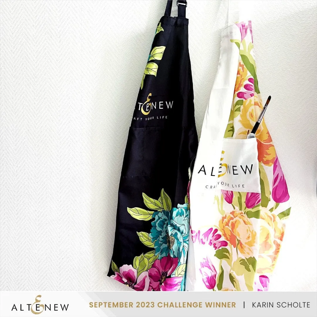 Artsy Apron: Yellow & Pink Ornamental Bouquet - White