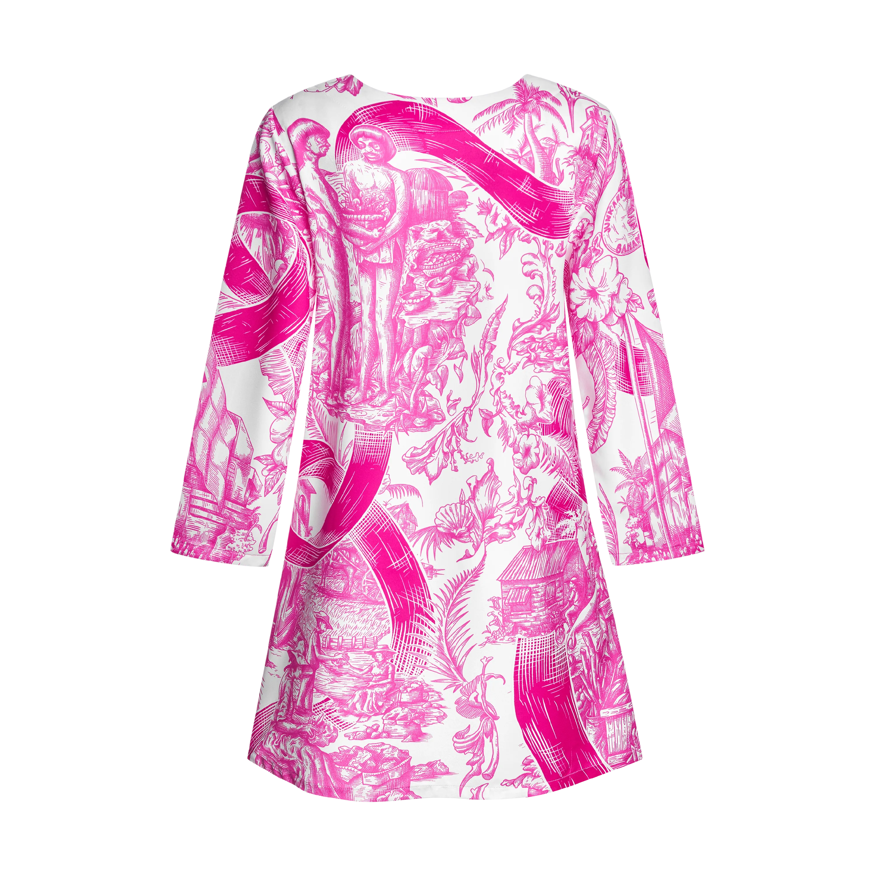 BREAST CANCER TUNIC DRESS-WHITE & PINK
