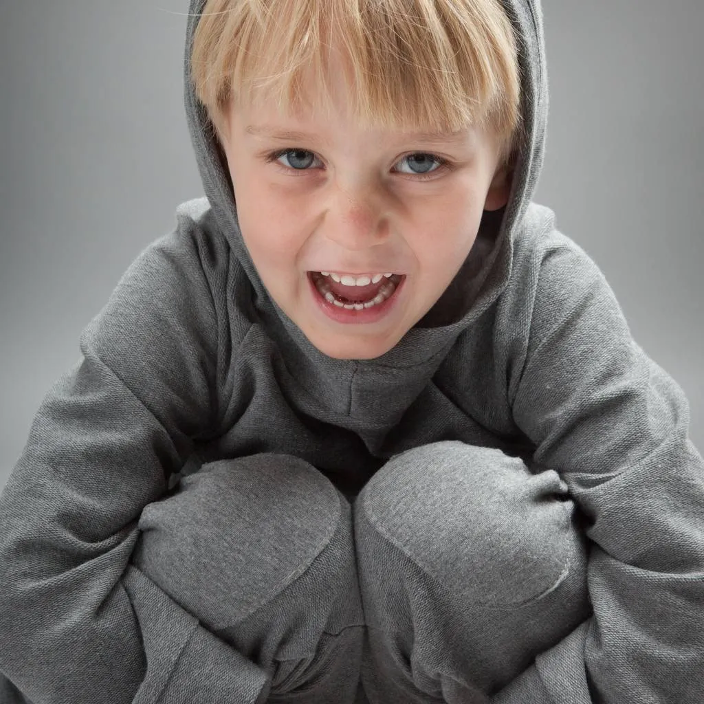 Happy Kids Hoodie Sweatshirt Grey