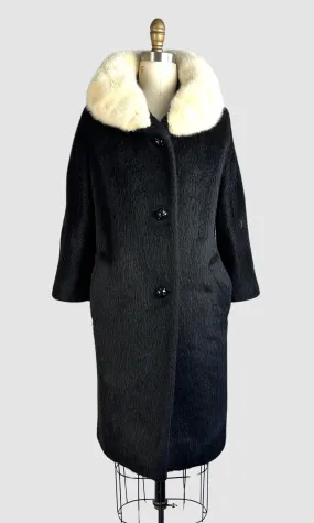 LILLI ANN 50s Mohair Coat with Mink Fur Collar • Small Medium