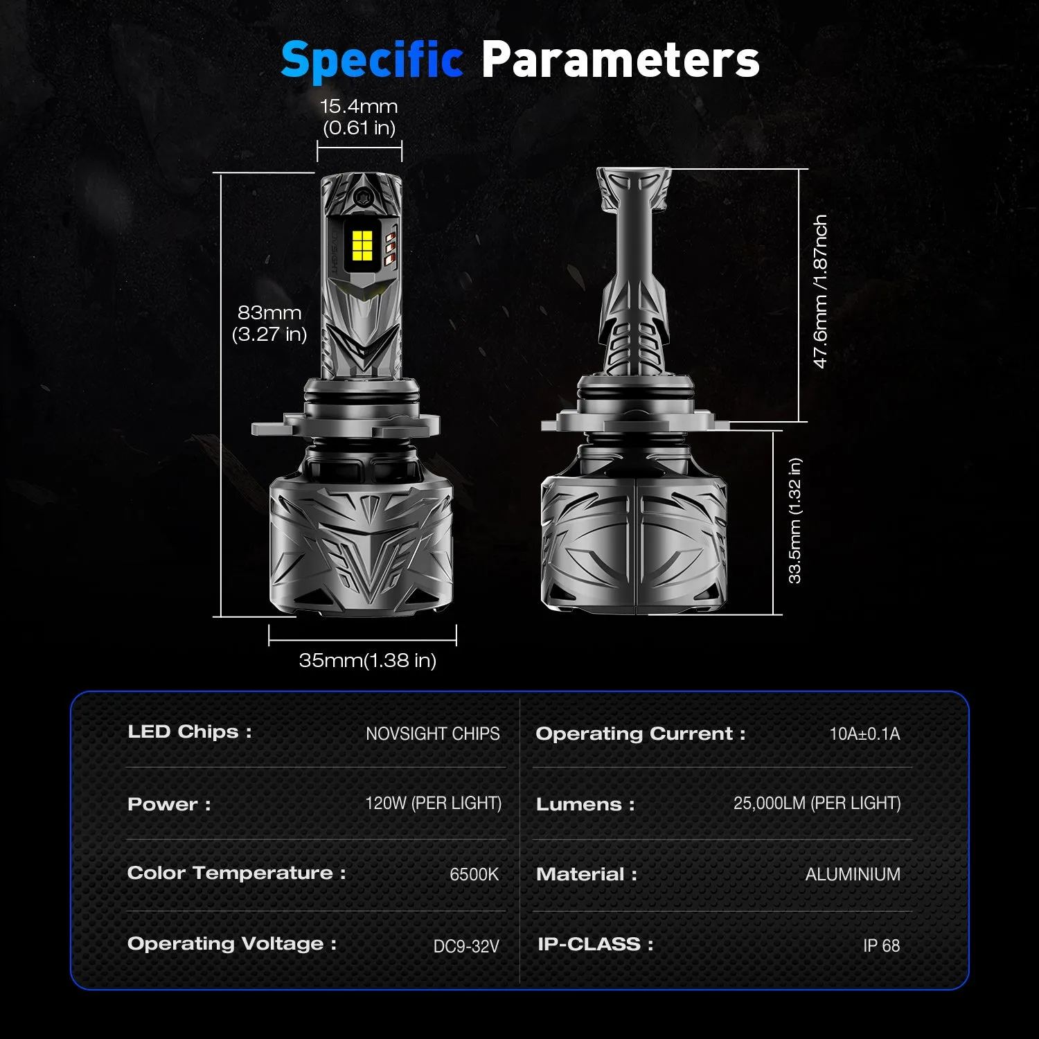 N70 Series | 9012 HIR2 LED Bulbs Super Bright Headlights 240W 50000LM 6500K White | 2 Bulbs