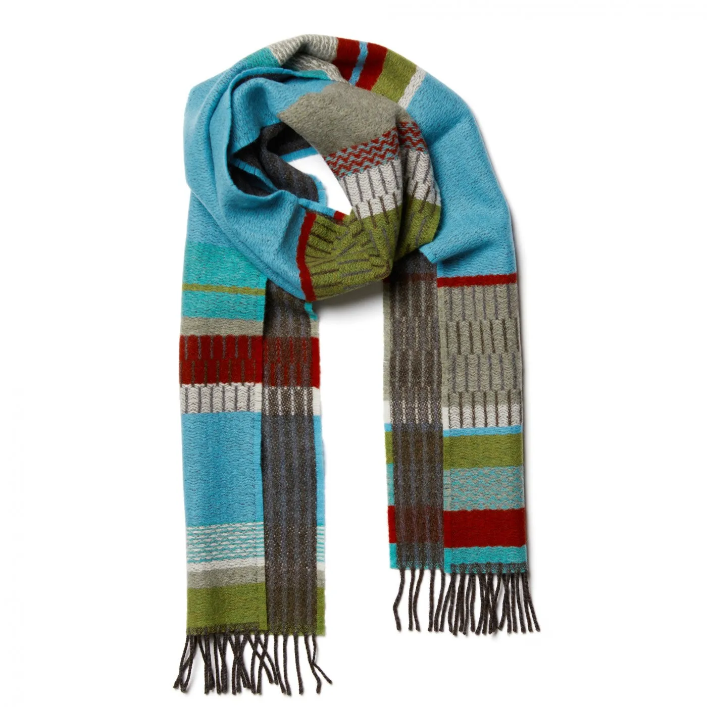 Wallace Sewell LAMBSWOOL STRIPE SCARVES  -Strathay - VERDIGRIS TURQUOISE